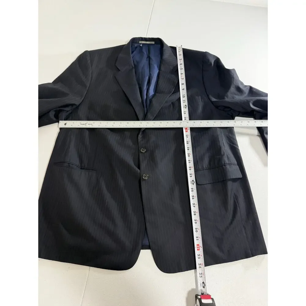 Hickey Freeman Men’s Blazer 46L Navy Pinstripe Wool Suit Jacket USA