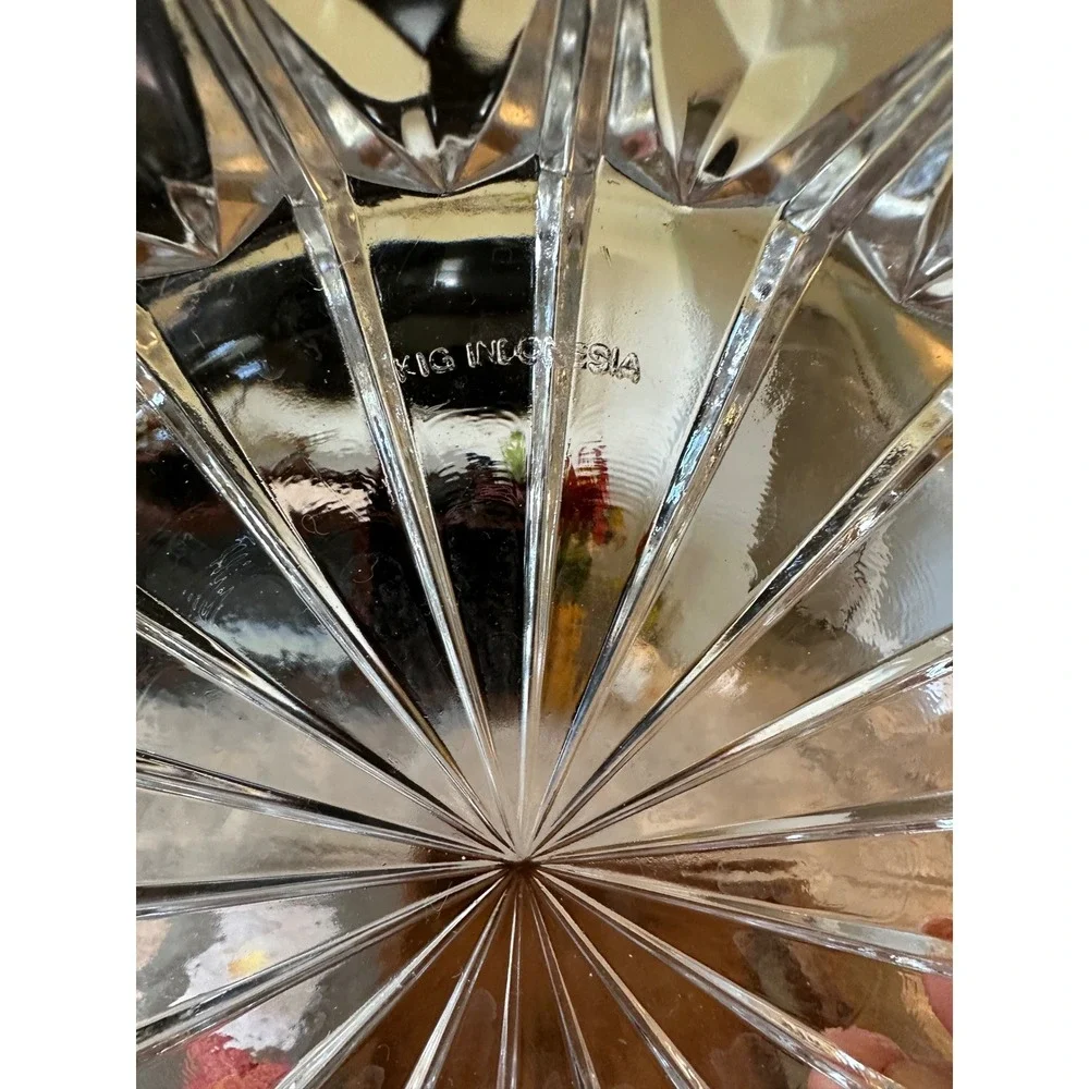 KIG Indonesia Clear‎ Pressed Glass Sunburst Round Serving Bowl 6 Inch