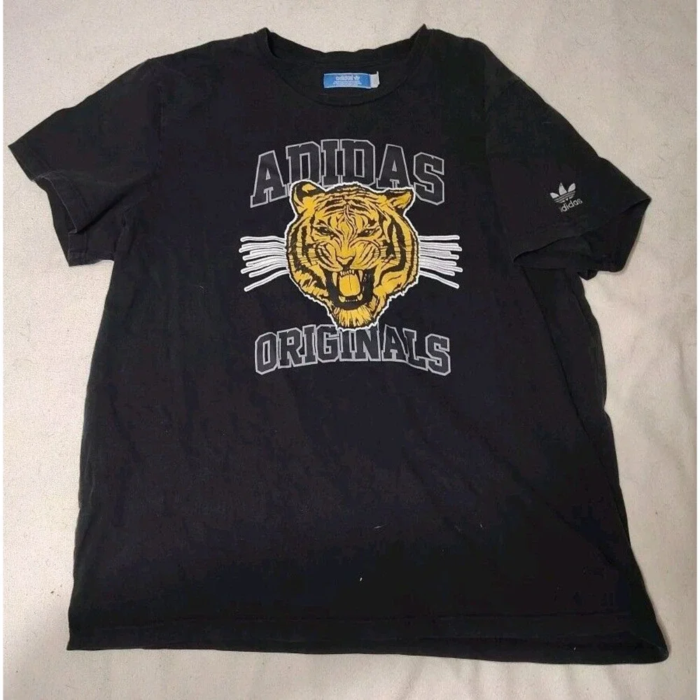Adidas Originals Black T Shirt Men's Size XXL Tiger Short Sleeve 3‎ Leaf FF