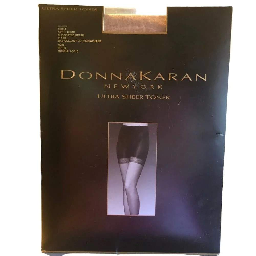 Donna Karan New York Pantyhose Ultra Sheer Toner Smal Black New Sealed‎ OOC1O