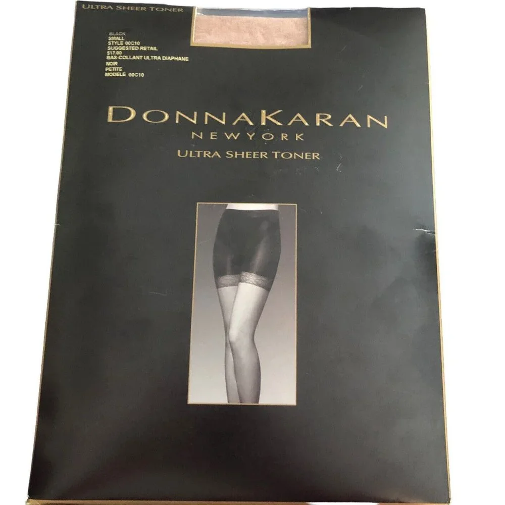 Donna Karan New York Pantyhose Ultra Sheer Toner Smal Black New Sealed‎ OOC1O
