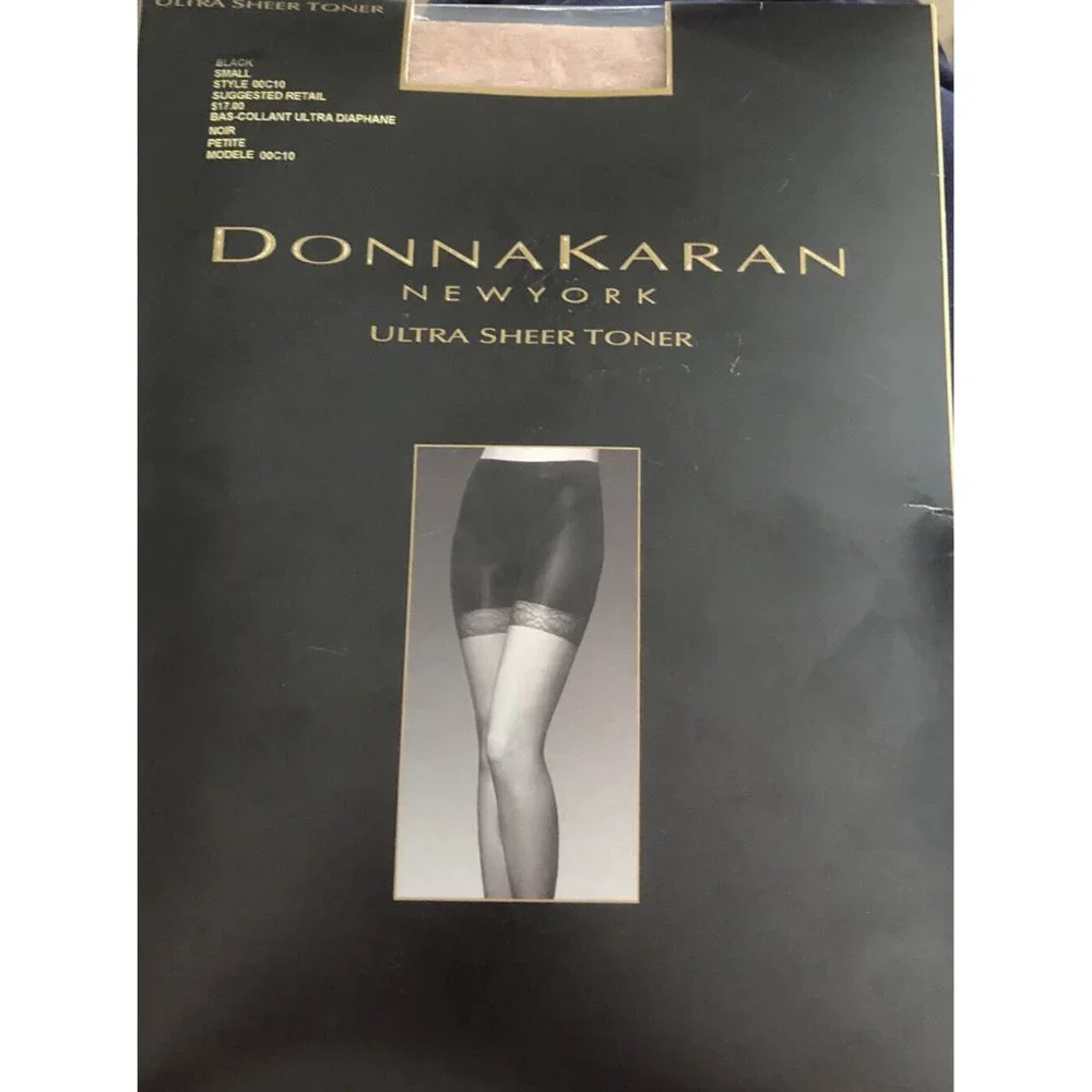 Donna Karan New York Pantyhose Ultra Sheer Toner Smal Black New Sealed‎ OOC1O