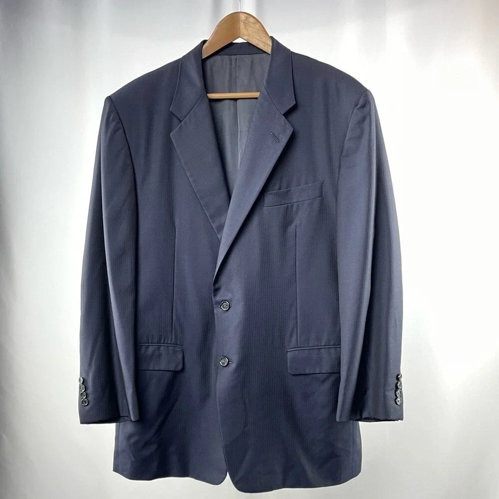 Hickey Freeman Loro Piana Tasmanian‎ Super 120's Blazer in Navy Size 44R