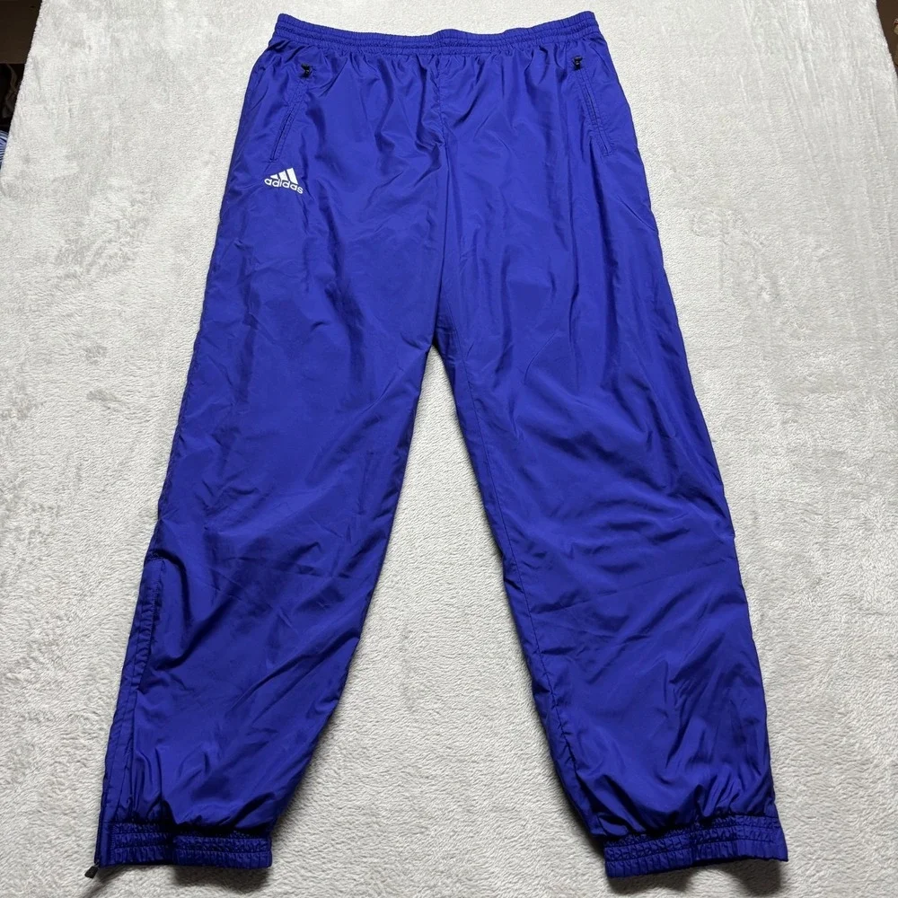Vintage Adidas‎ 90's Y2K Windbreaker Pants Purple Men's L Mesh Lined Ankle Zip