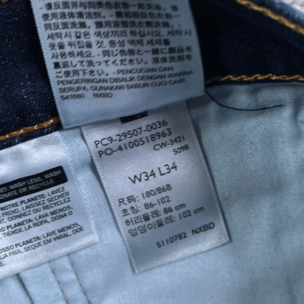 Levis Jeans Mens 34x34 Blue 502 Tapered Fit Dark Wash Stretch Denim Casual‎