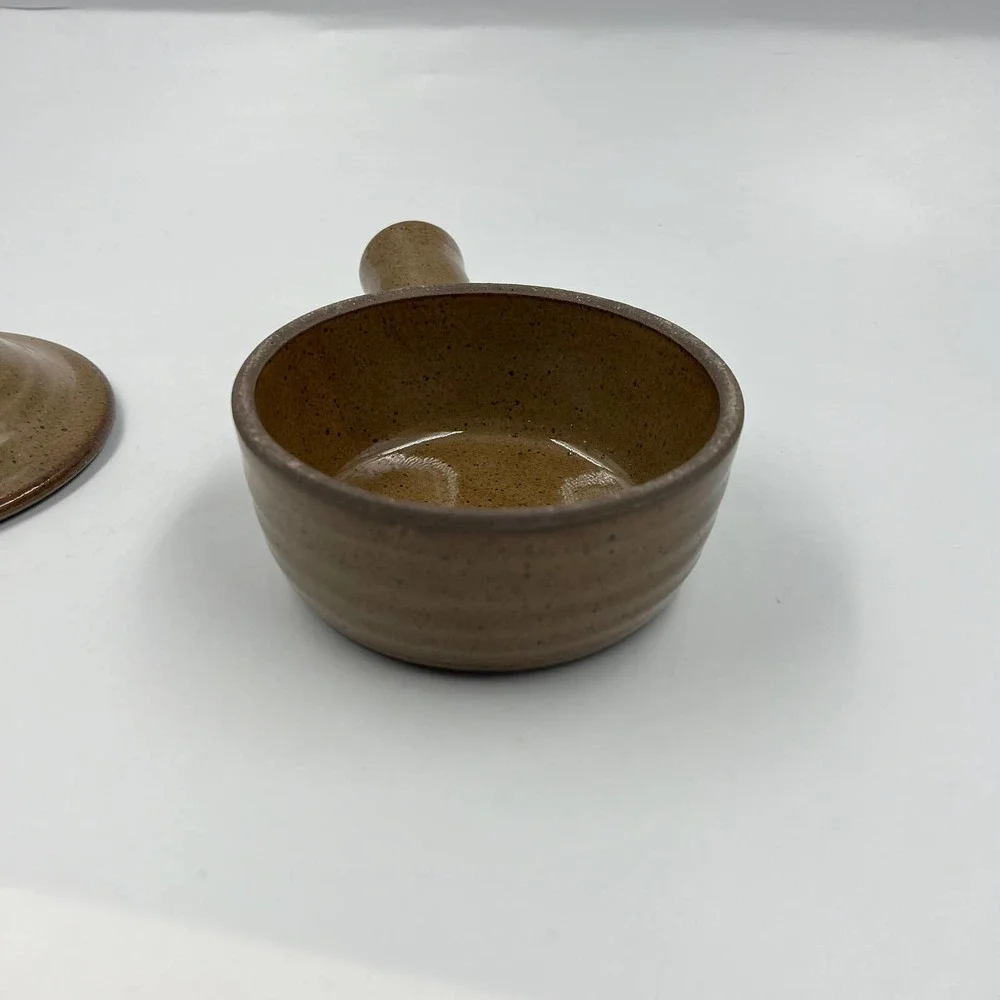 Vintage Ceramic Stoneware Pottery Small Casserole Soup Dish Earthy Small‎ Pot