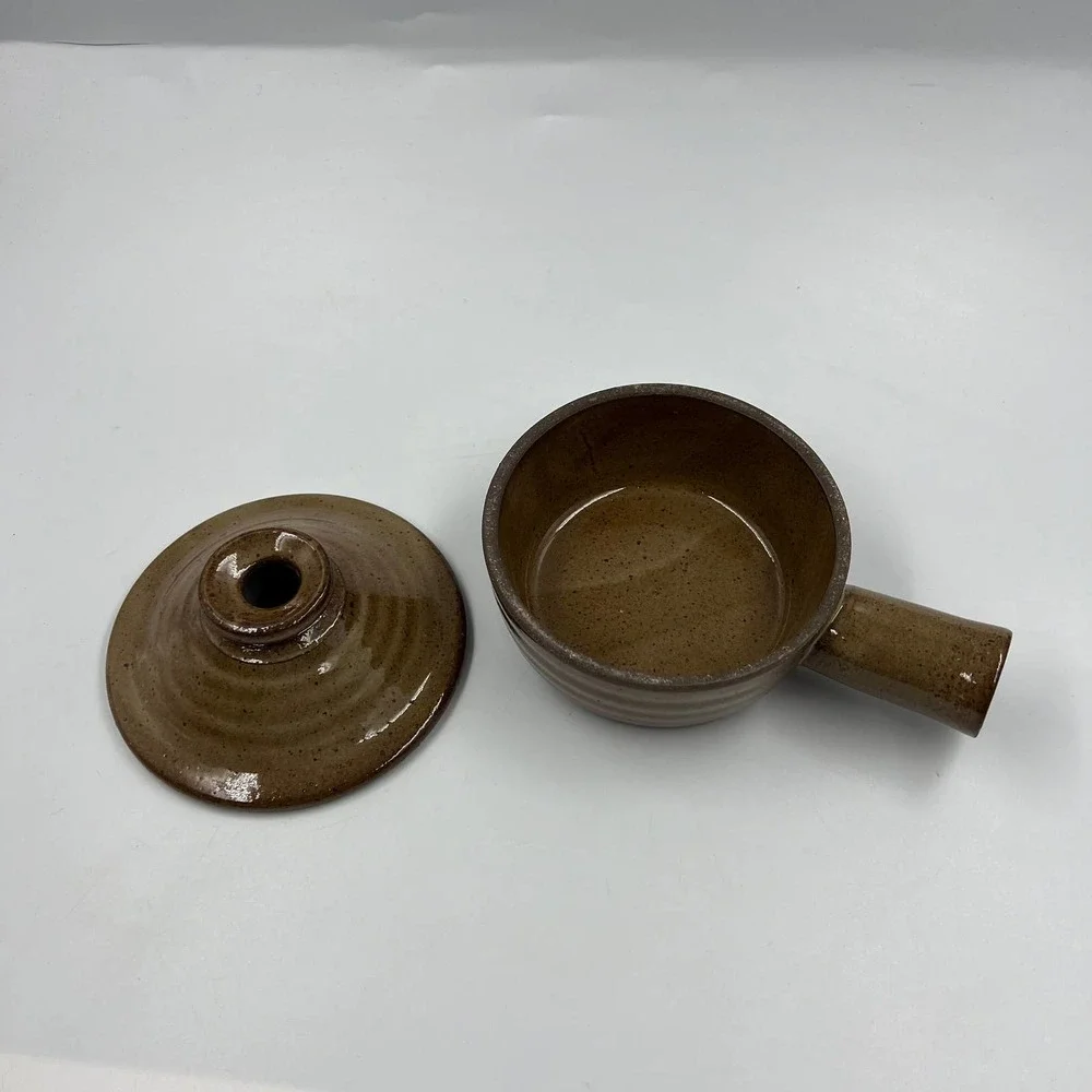Vintage Ceramic Stoneware Pottery Small Casserole Soup Dish Earthy Small‎ Pot
