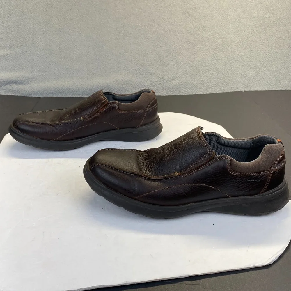 Clarks Cottrell Free Slip On‎ Sneakers Mens 10.5 M Brown Leather Casual Shoes