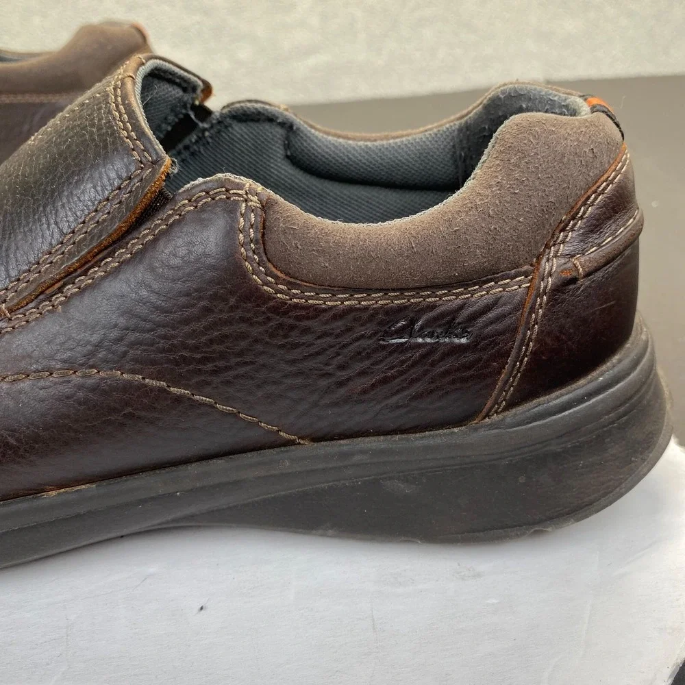 Clarks Cottrell Free Slip On‎ Sneakers Mens 10.5 M Brown Leather Casual Shoes