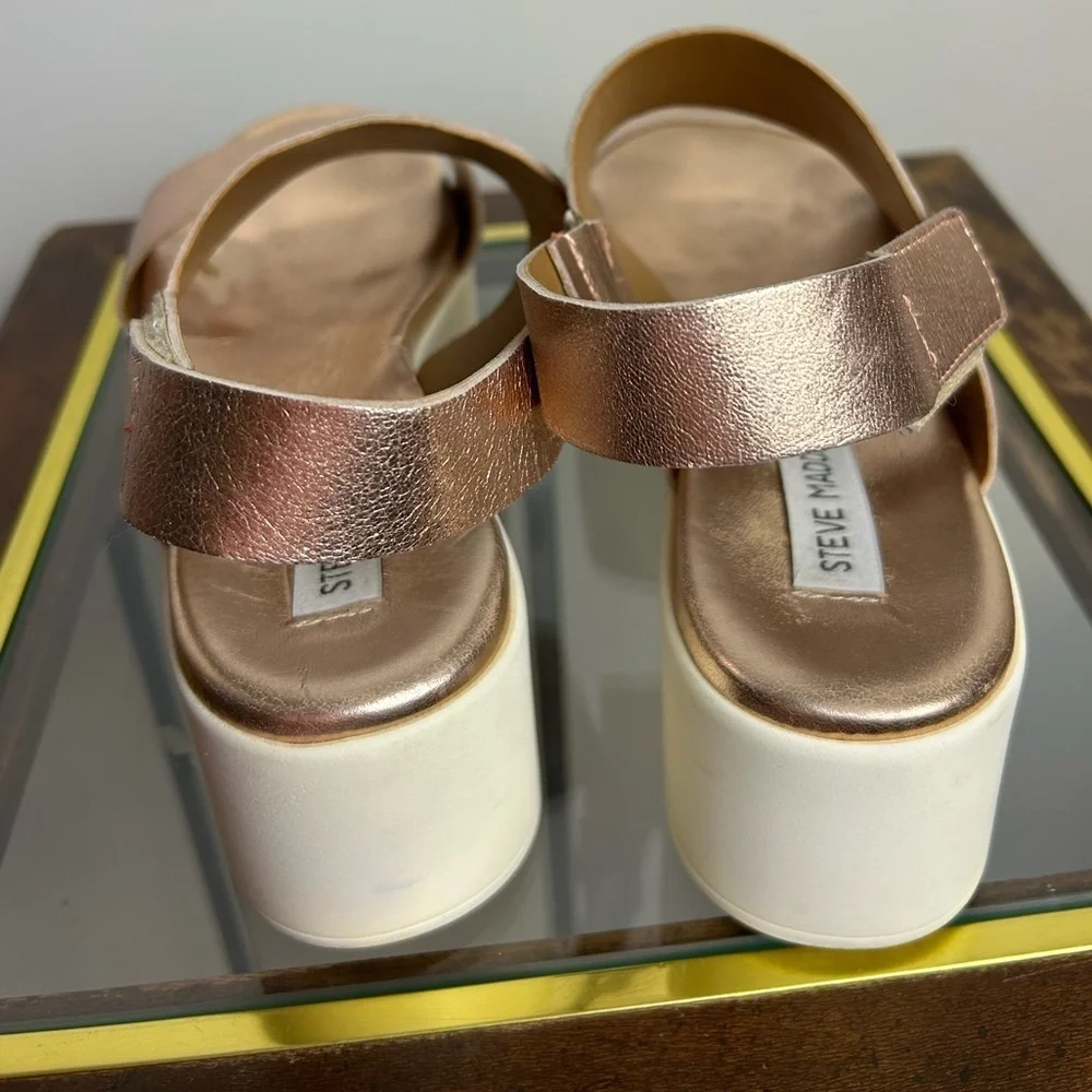 Steve Madden Made in‎ Italy Platform Sandals Women 9 Bronce leather casual chic