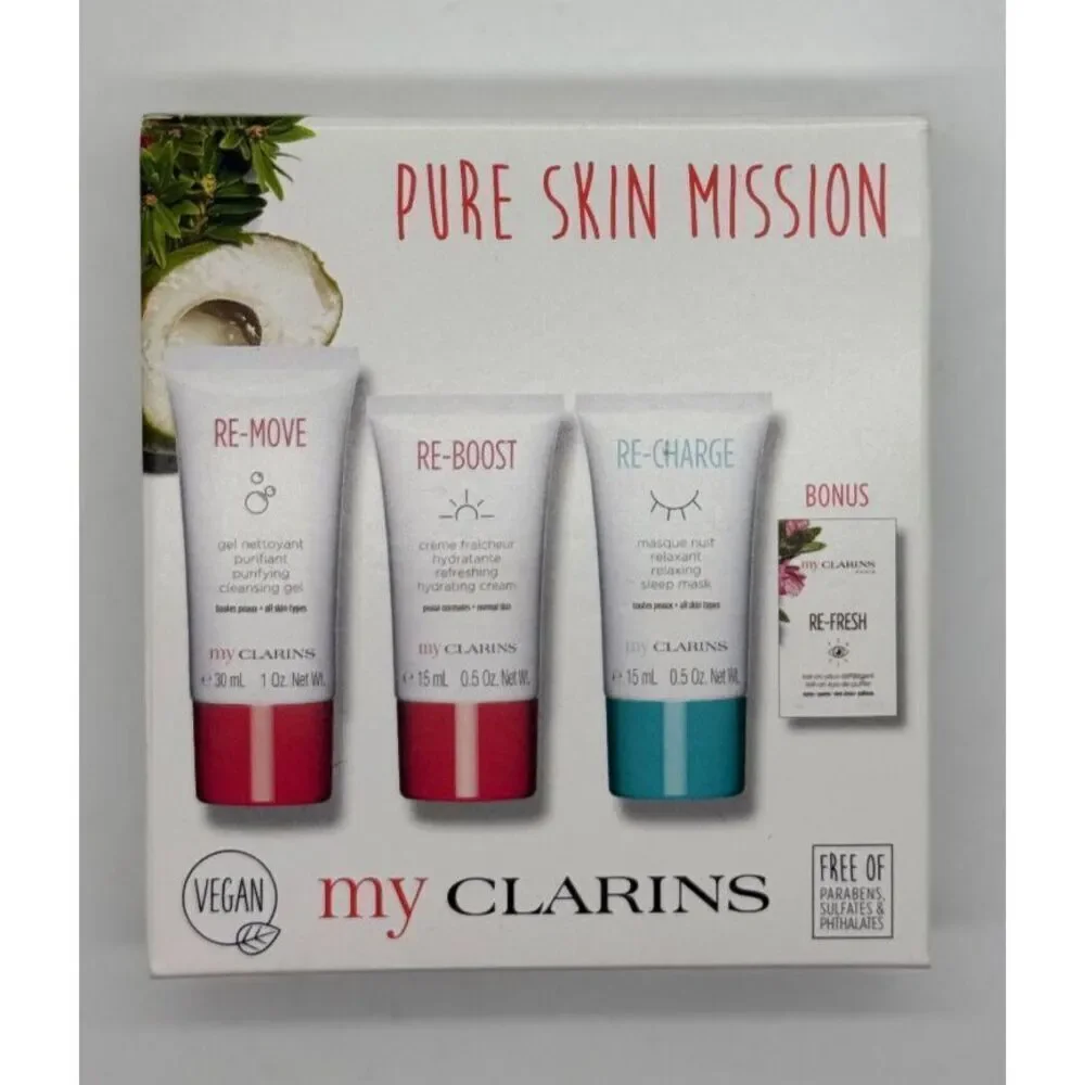 Clarins Pure Skin Mission 3-Pcs Set ($39‎ VALUE)- NEW IN BOX