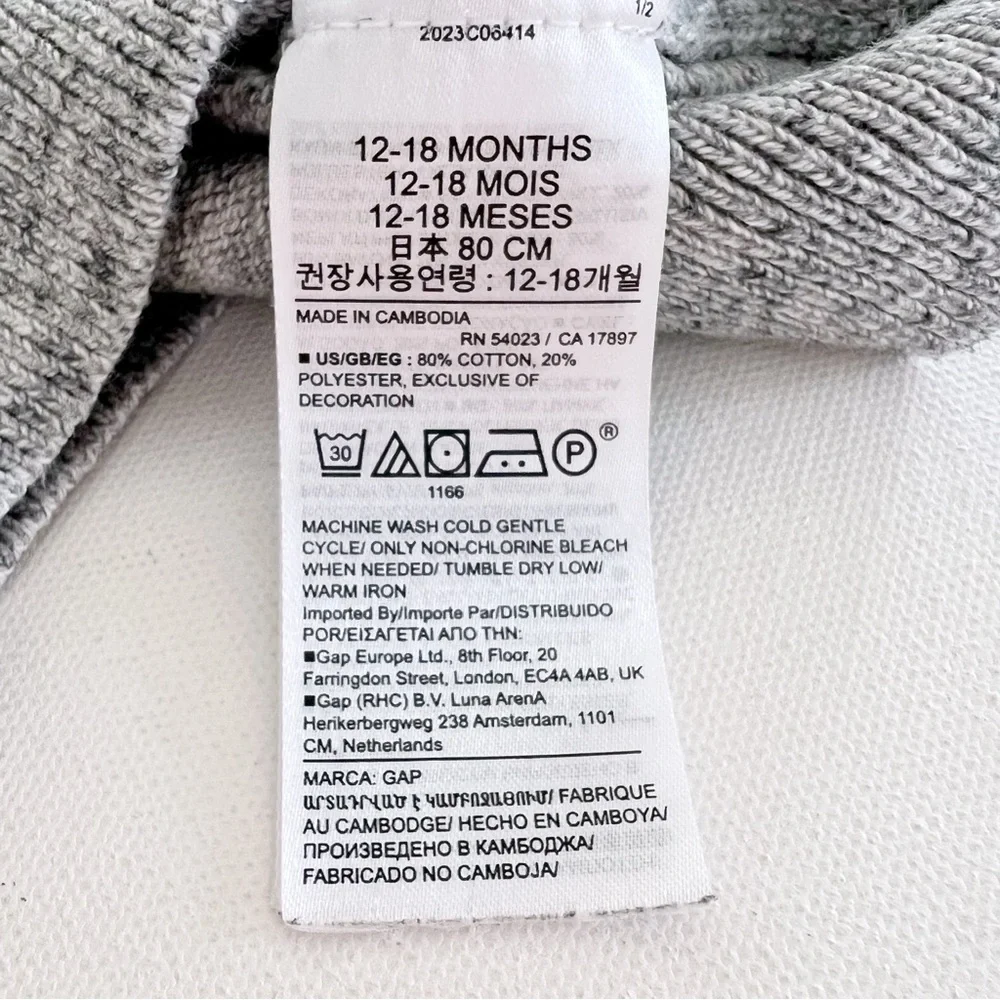 Baby Gap Crewneck Sweater Brannan Bear in Light Heather Grey Size 12-18 Months