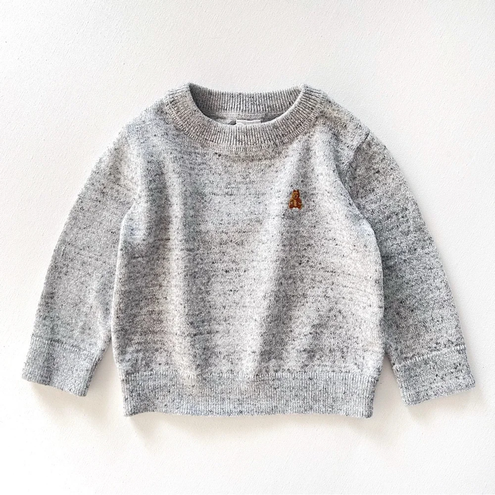 Baby Gap Crewneck Sweater Brannan Bear in Light Heather Grey Size 12-18 Months