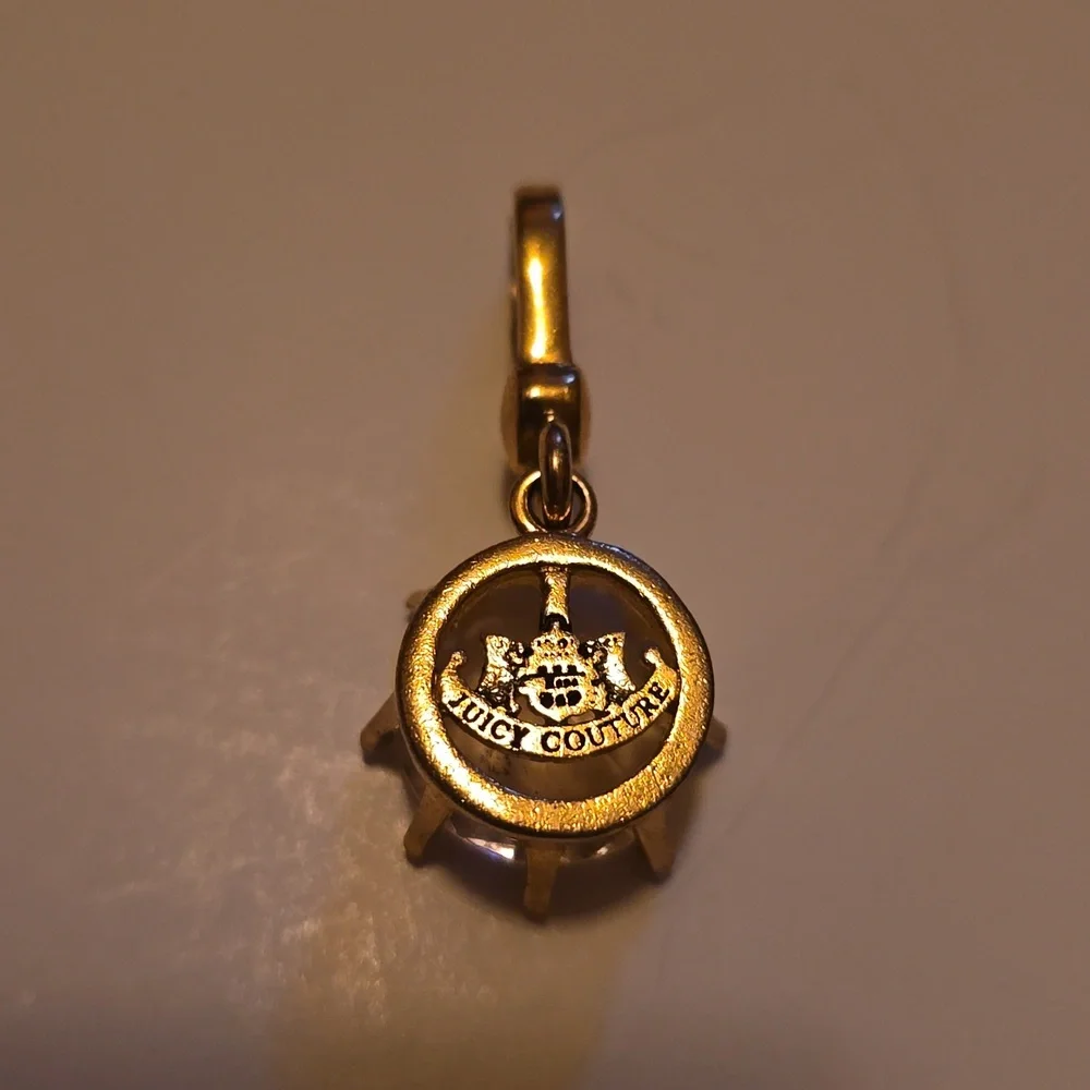 Juicy Couture Gold and Pink Gemstone Pendant Charm