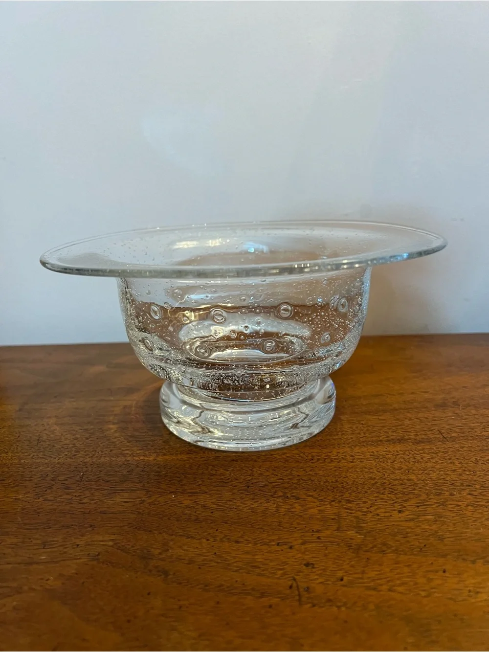 Southern Living Home Clear Bubble Hand Blown Glass Footed Centerpiece Bowl