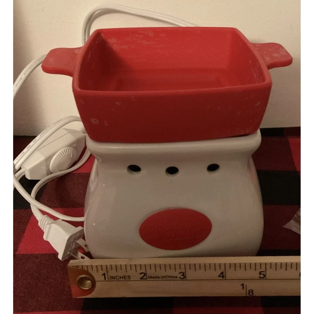 Velata Maraschino Curve Fondue Warmer Red White Silicone Dish Forks Complete Set