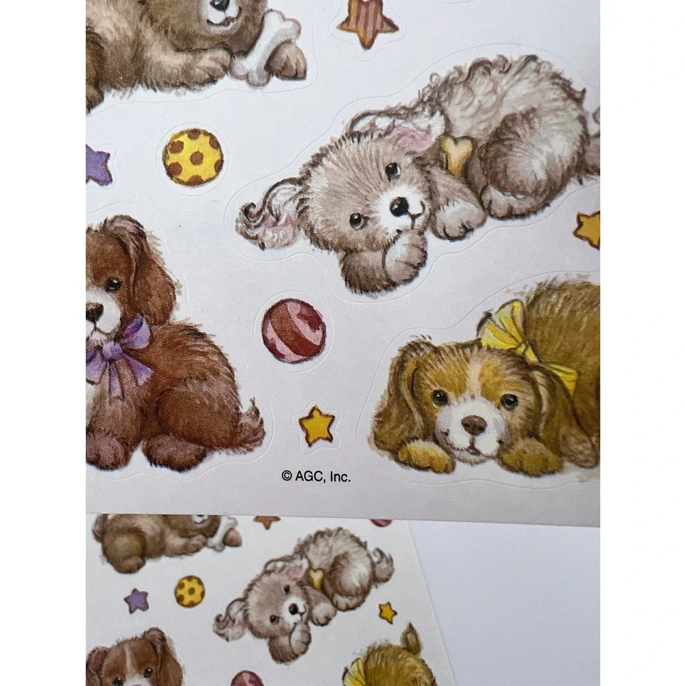 Vintage AGC Puppy Dog Sticker Sheets Lot Cute 80s‎ 90s Kawaii Scrapbook