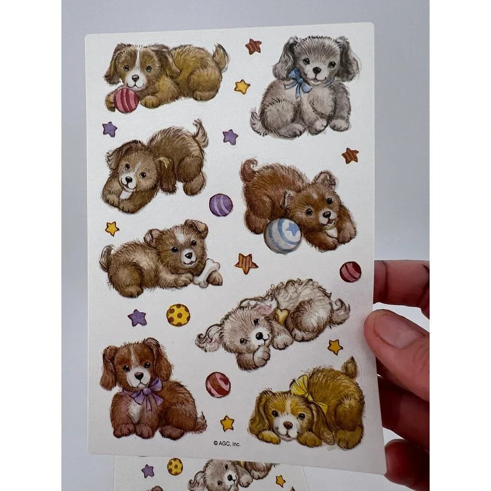 Vintage AGC Puppy Dog Sticker Sheets Lot Cute 80s‎ 90s Kawaii Scrapbook