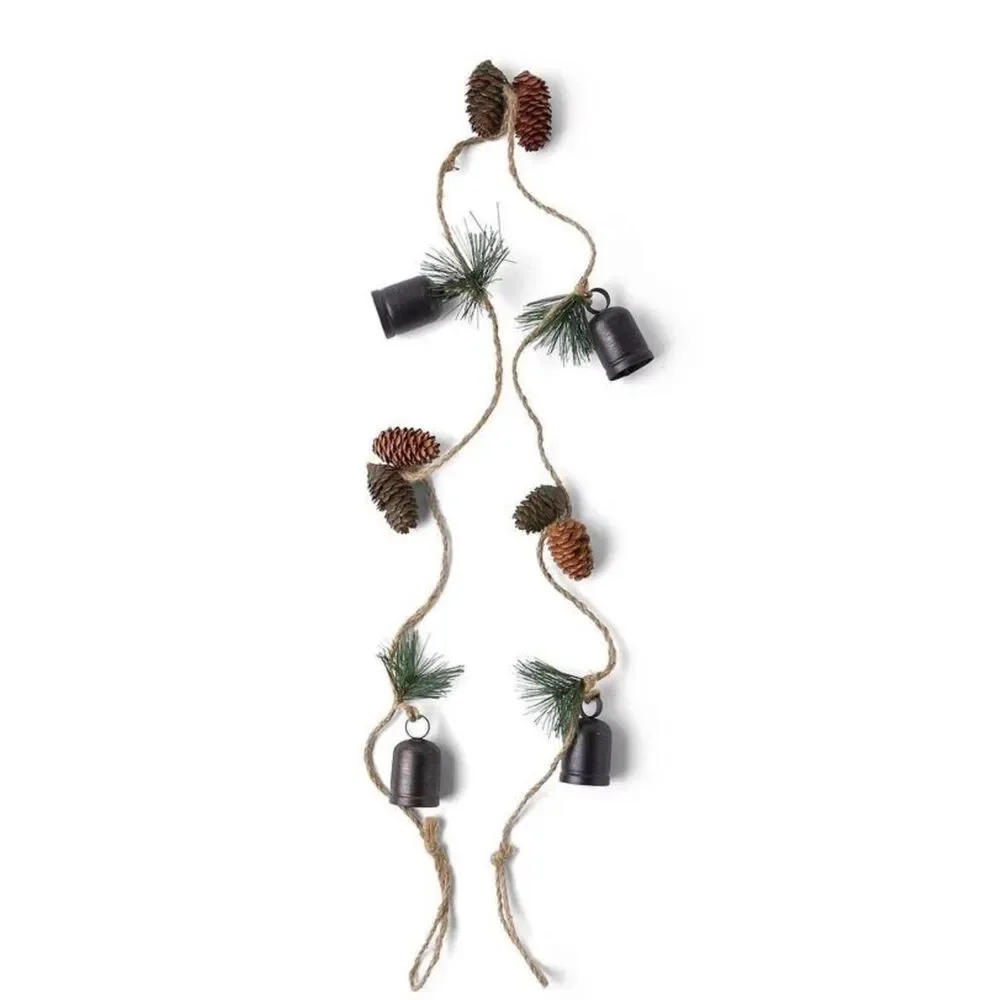 Holiday Christmas Rustic Garland Real Pine Cones Bells 72