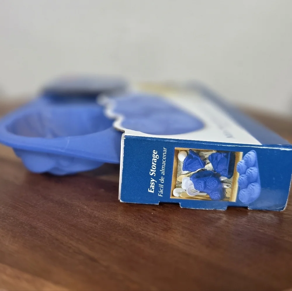 Good Cook 6 Cup Mini Rose Cupcake Pan Blue Silicone Rose Mold Bakeware