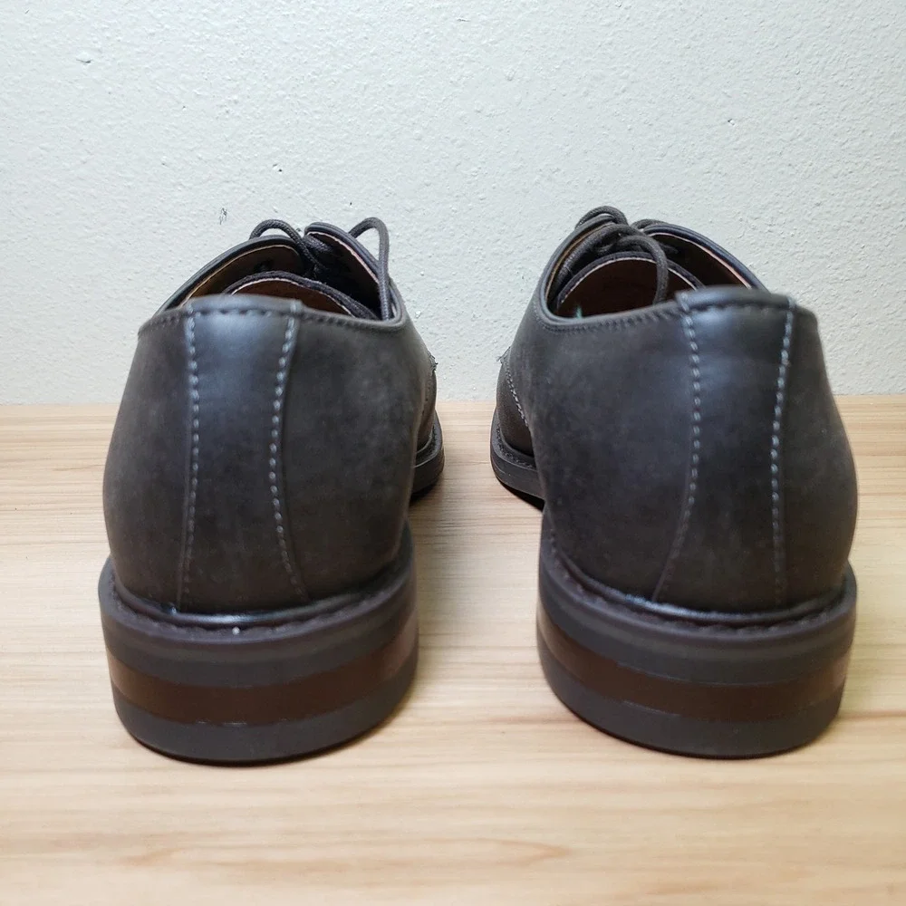 R2 Report Mens Size 10 Eric Lace Up Oxford Loafers Black Faux Leather Dress Shoe