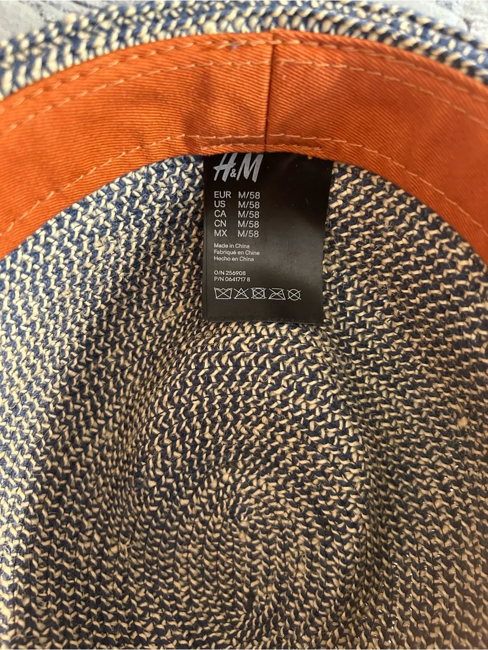 H&M NAVY & TAN MIX WITH WOVEN BAND FEDORA STYLE SIZE MEDIUM