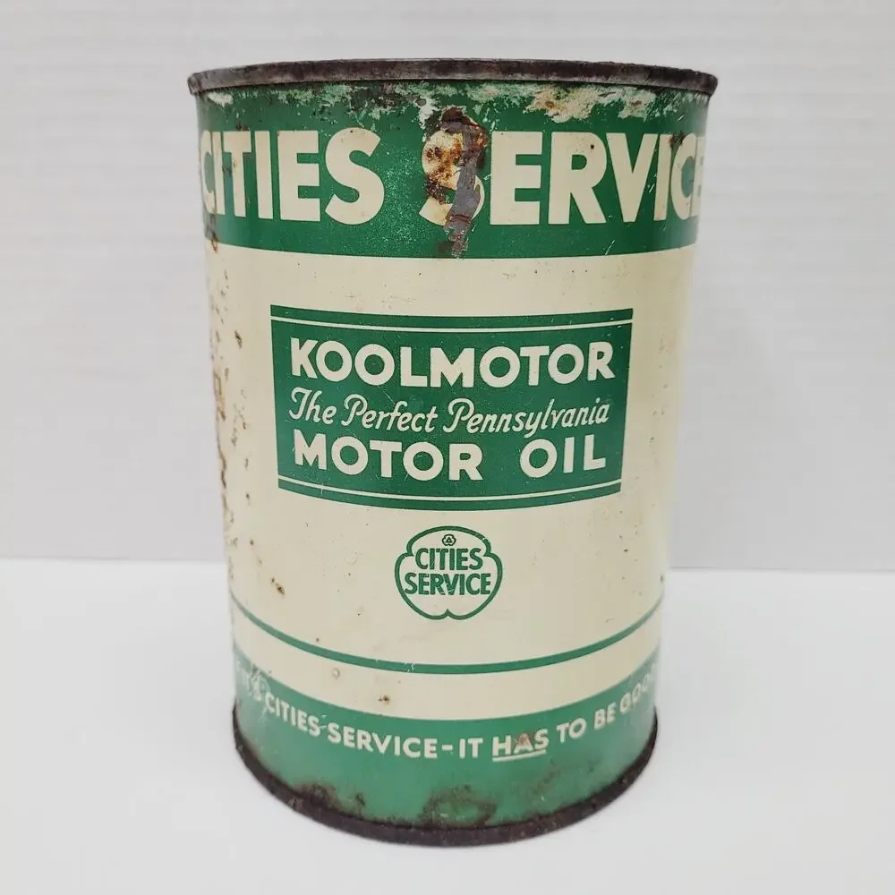Vintage Rare Cities Services Koolmotor Motor Oil Can 1 Quart Advertising