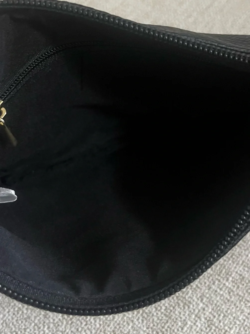 Black Pebbled Leather Wristlet Clutch with Gold Accent
