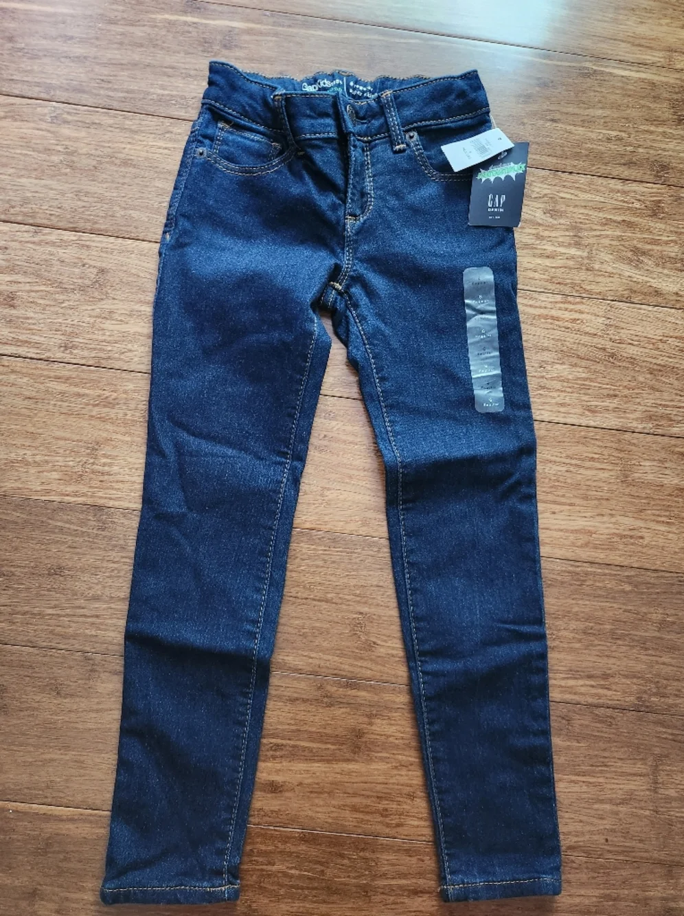 New GAP Kids Girls Dark Blue Fantastiflex Skinny Jeans Pants, Size 6 Regular