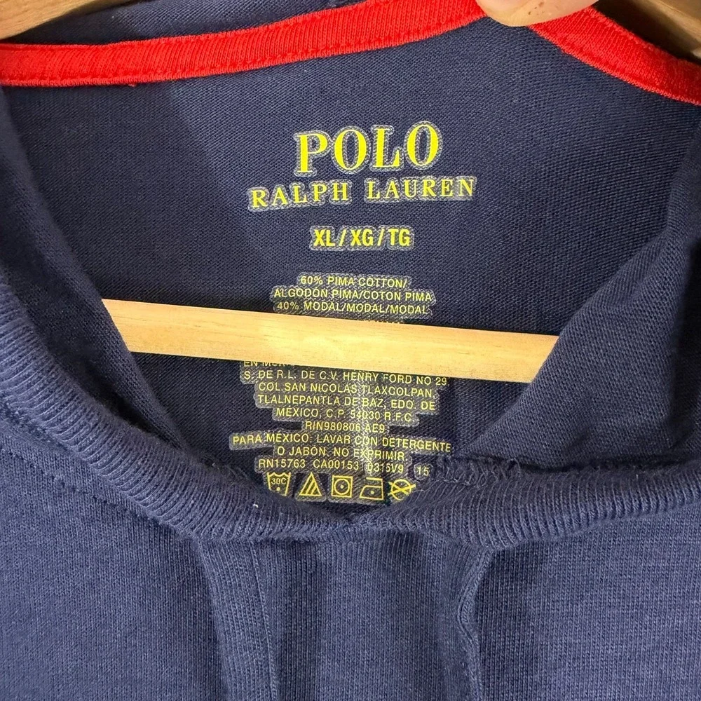 Polo Ralph Lauren Supreme Comfort Hoodie XL Navy Blue Long Sleeve Cotton T-Shirt