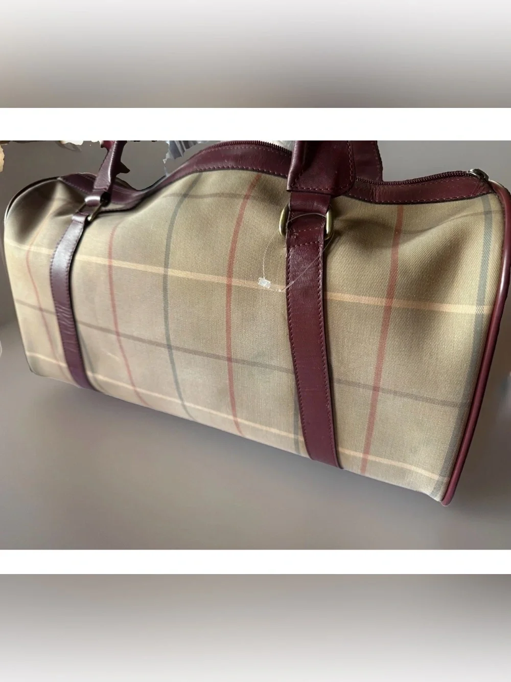Authentic Burberry House Check Boston Duffel Travel Bag 35 Vintage