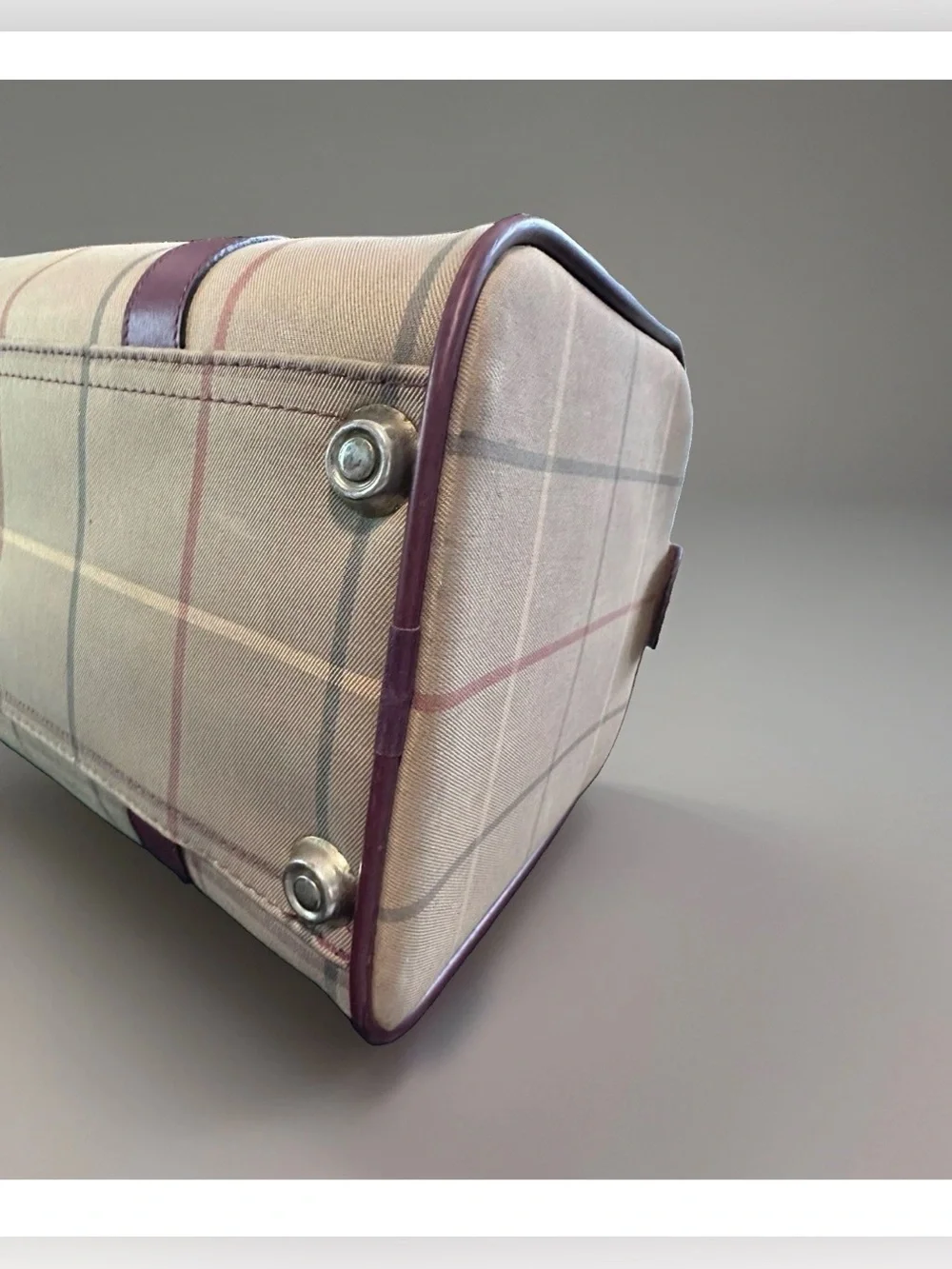 Authentic Burberry House Check Boston Duffel Travel Bag 35 Vintage