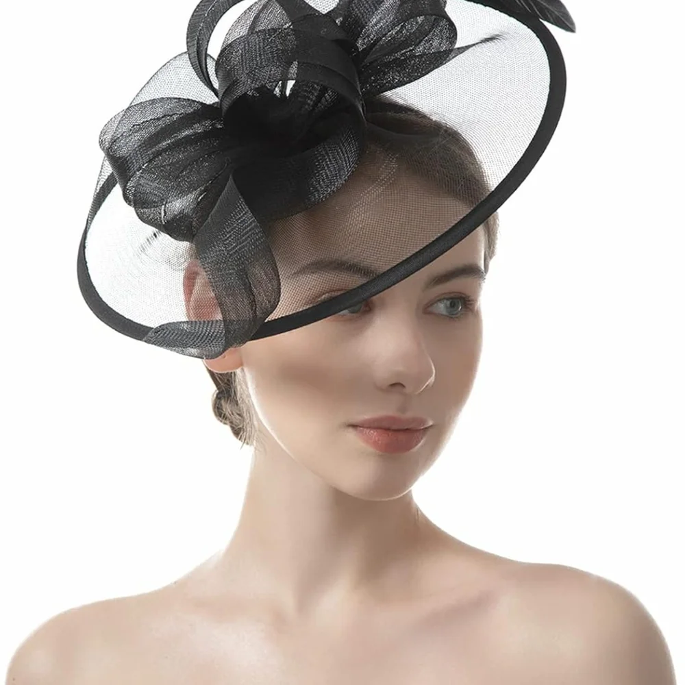 Beloved Millinery Elegant Black Fascinator Tea Brunch Church Funeral Memorial