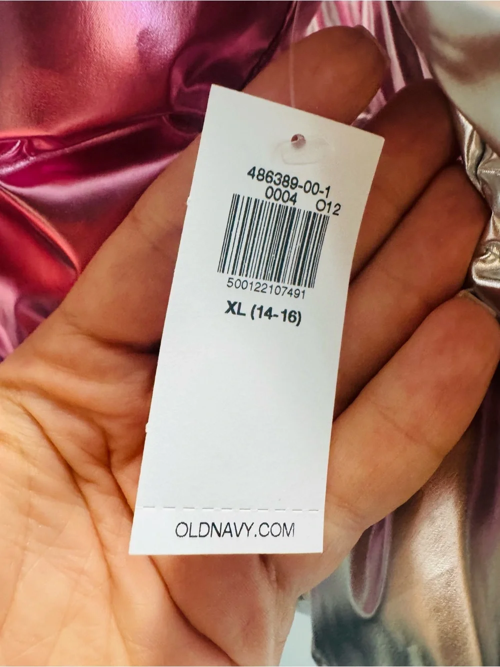 Brand new with tags - Old Navy Metallic Silver and Pink Puffer Jacket