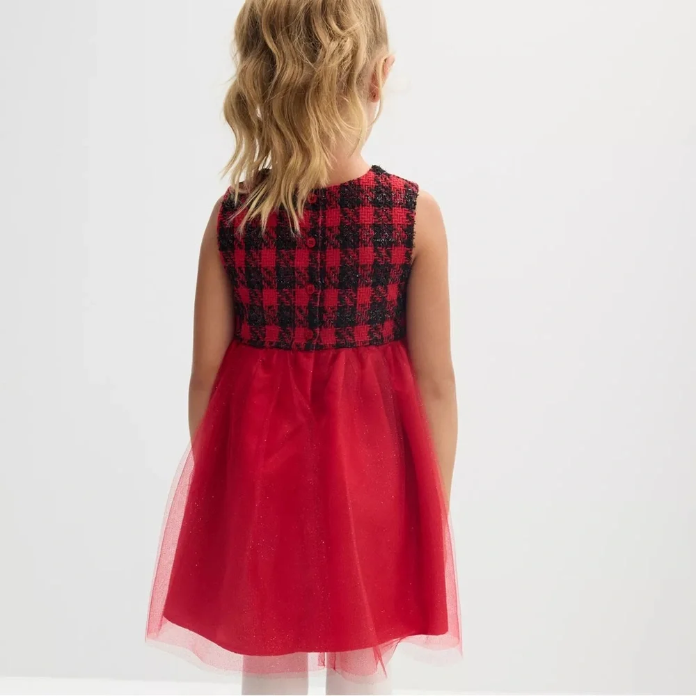 Blueberi Boulevard Red and Black Plaid Girls Cape Coat
