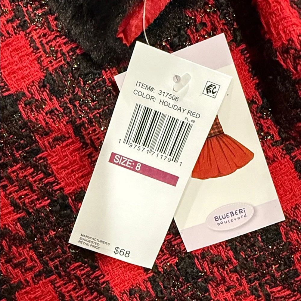 Blueberi Boulevard Red and Black Plaid Girls Cape Coat