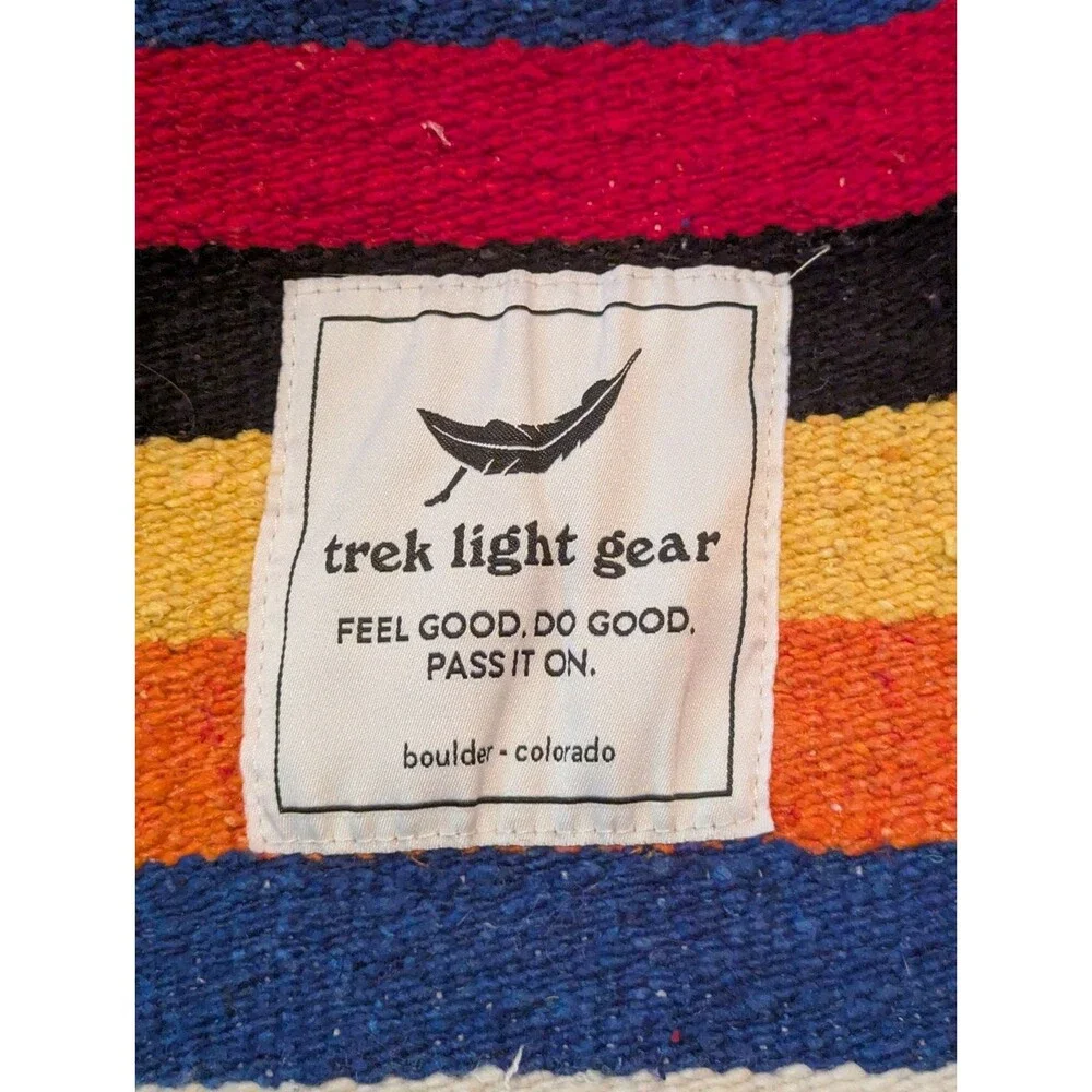 Trek Light Gear Hand Woven Blanket Native Theme Southwestern Red Blue Yellow