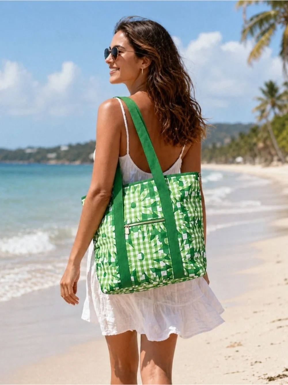 NWT Kate Spade ♠️ Green Gingham cooler tote bag