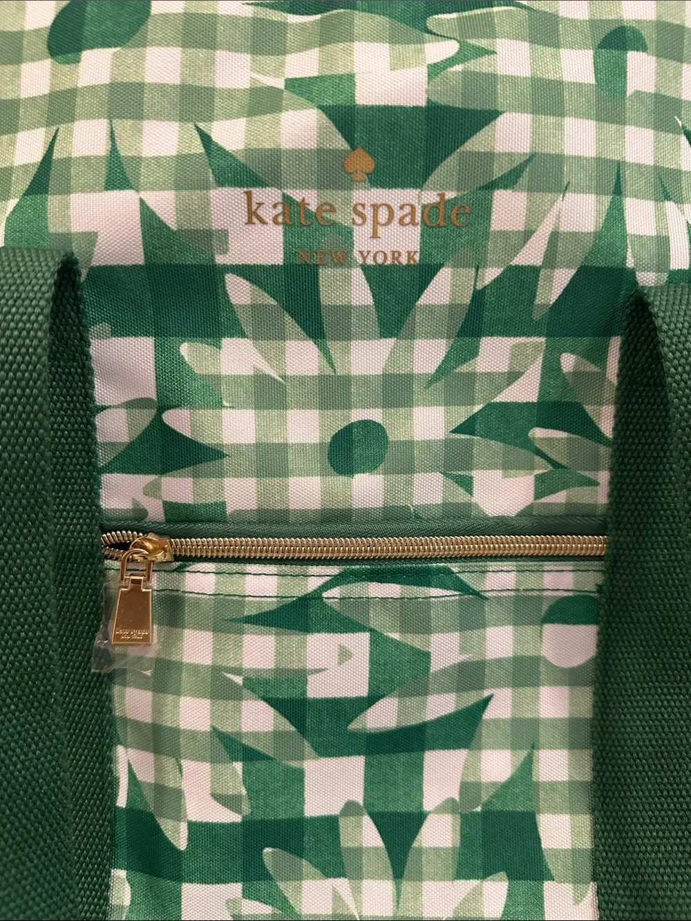 NWT Kate Spade ♠️ Green Gingham cooler tote bag