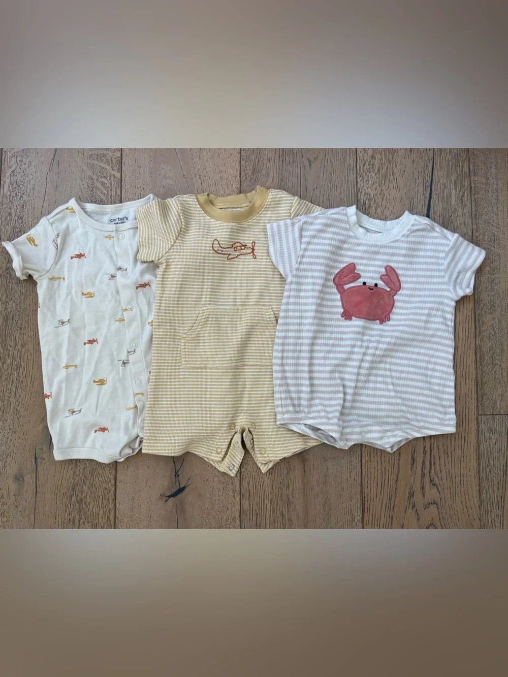 Carter’s 3-6 Month Baby Boy Girl Romper One Piece Summer Airplane Crab Stripe