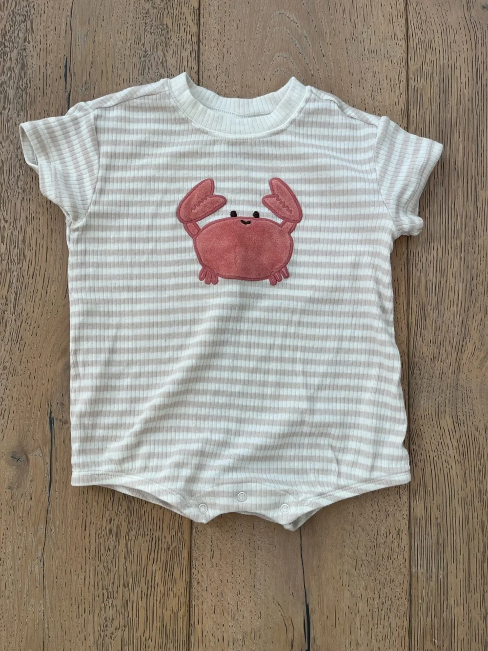 Carter’s 3-6 Month Baby Boy Girl Romper One Piece Summer Airplane Crab Stripe