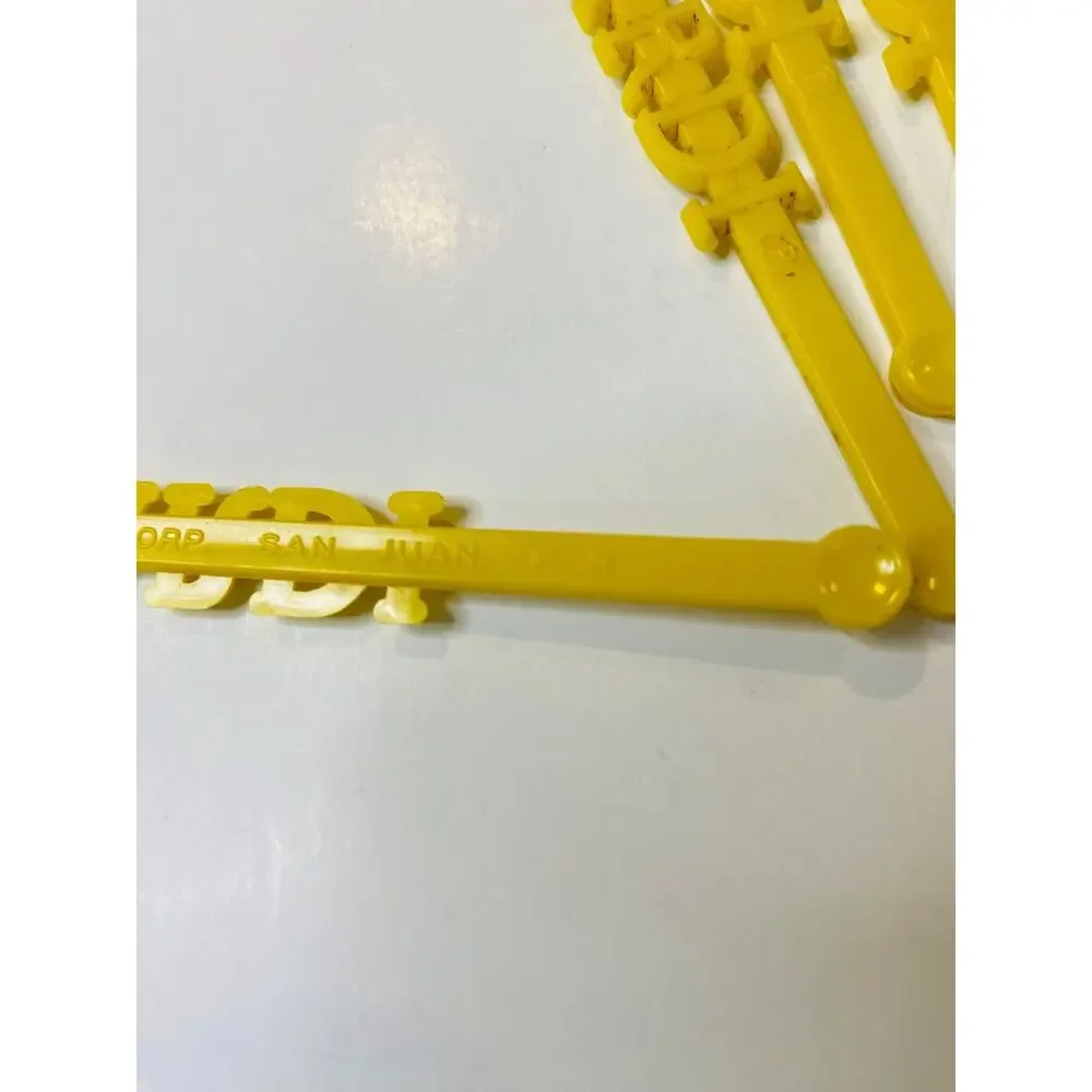 Lot of 8 Vintage Bacardi Yellow Plastic Swizzle Cocktail Sticks Stirrers 6.25
