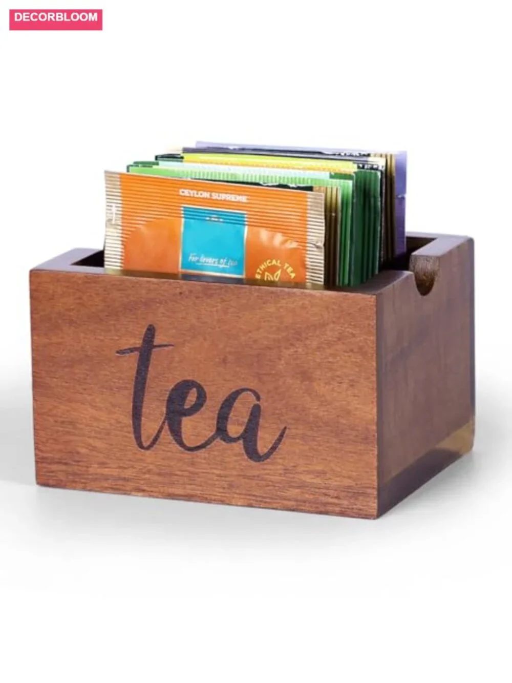 Acacia Wood Sugar Packet Caddy for Coffee Bar Farmhouse