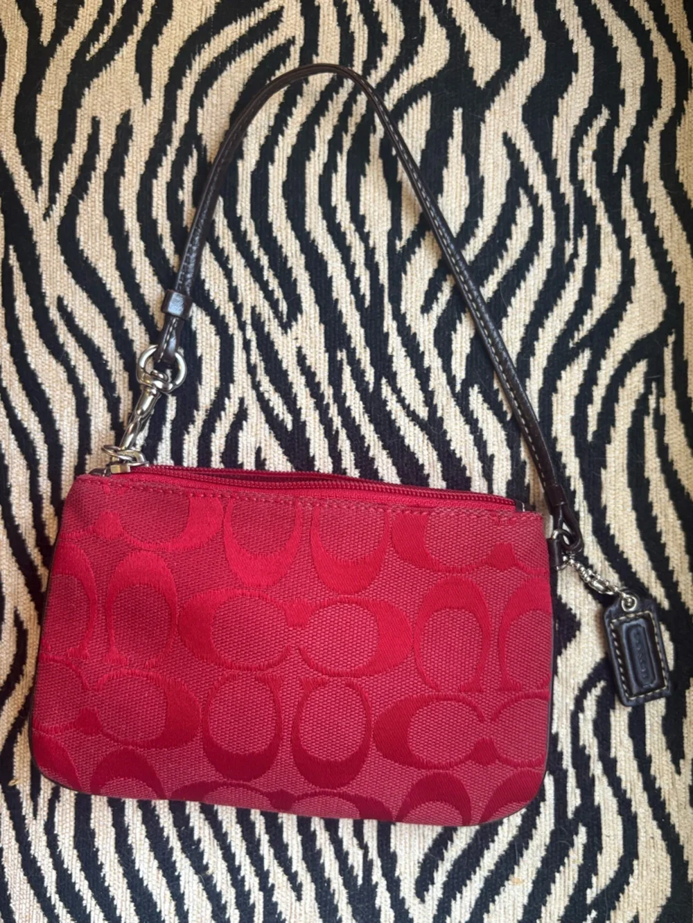 Coach red wristlet