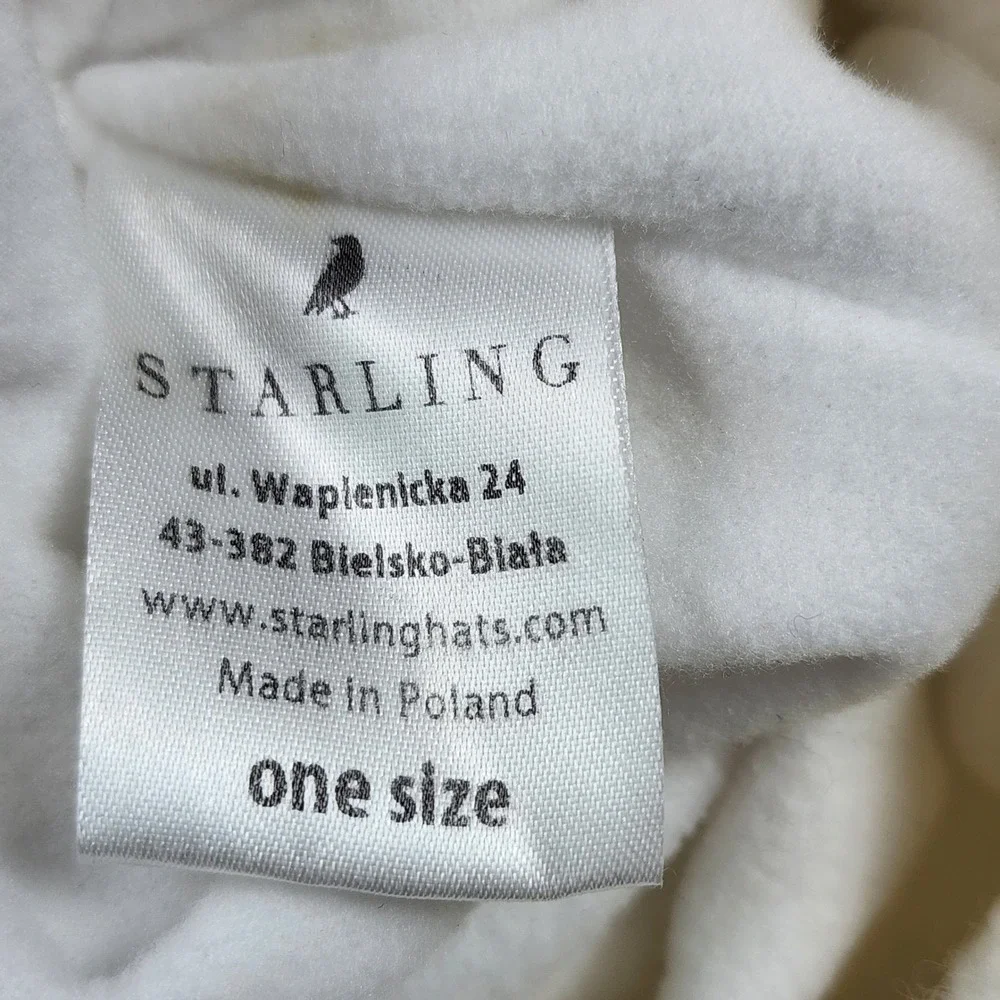 Starling Ivory Cable Knit Beanie Hat Wool Blend Pom Pom Fleece Lined One Size