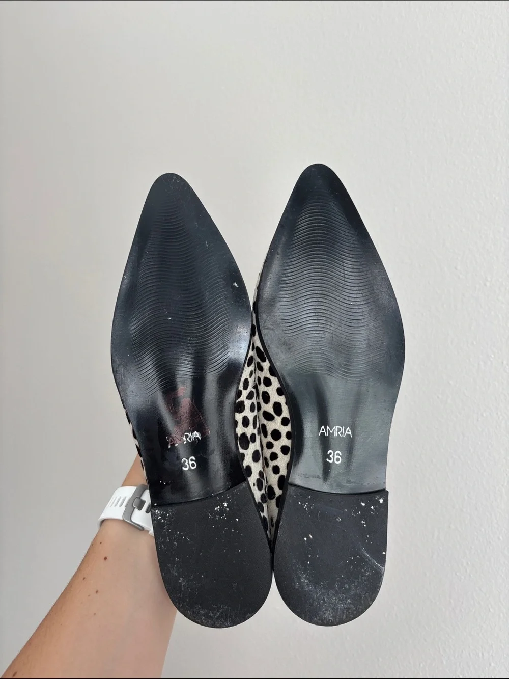Amria pointy-toe slingback flats with calf hair animal print size EU 36