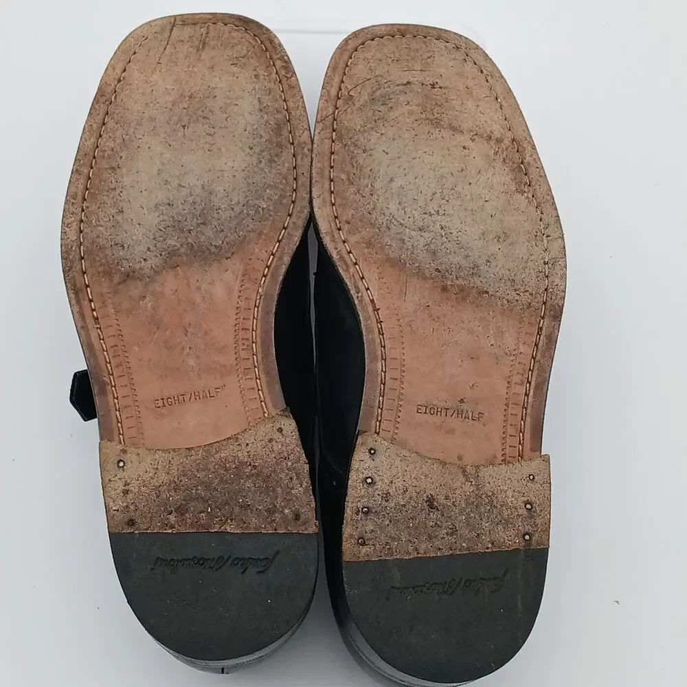 Vintage Sandro Moscoloni Mens Sz 8.5 US Leather Single Buckle Monk Leather Soles