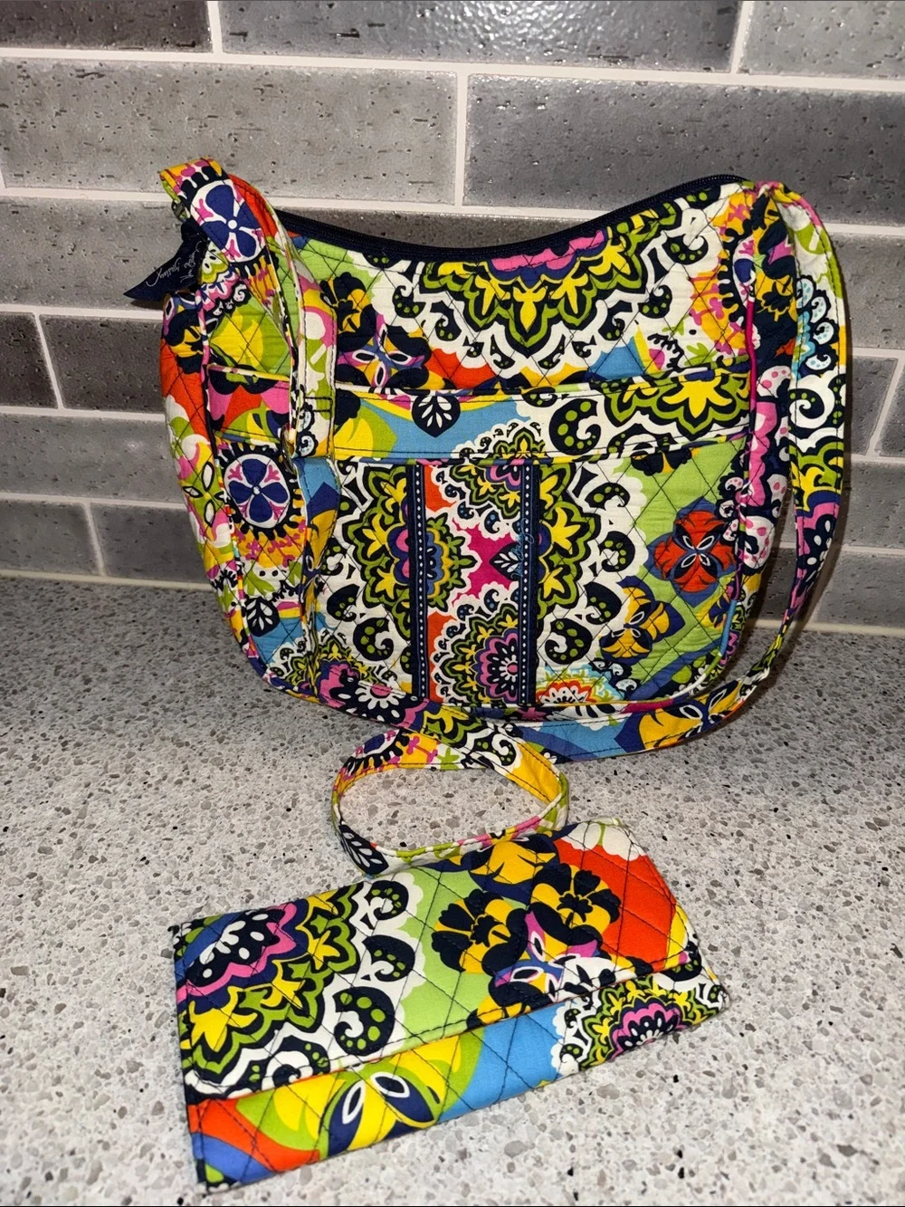 Vera Bradley Caryall Crossbody and Trifold Wallet in Rio. EUC
