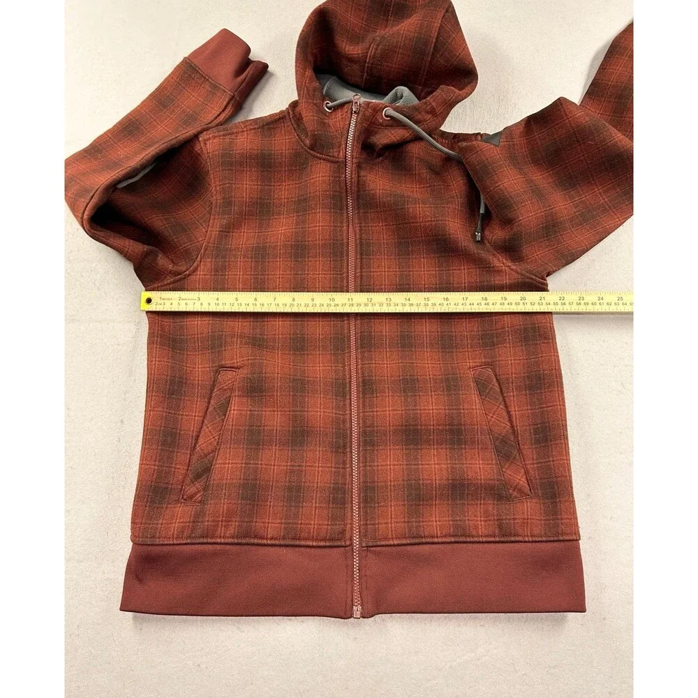 The North Face Red Plaid Hoodie Thick Style Full Zip Jacket Size Medium