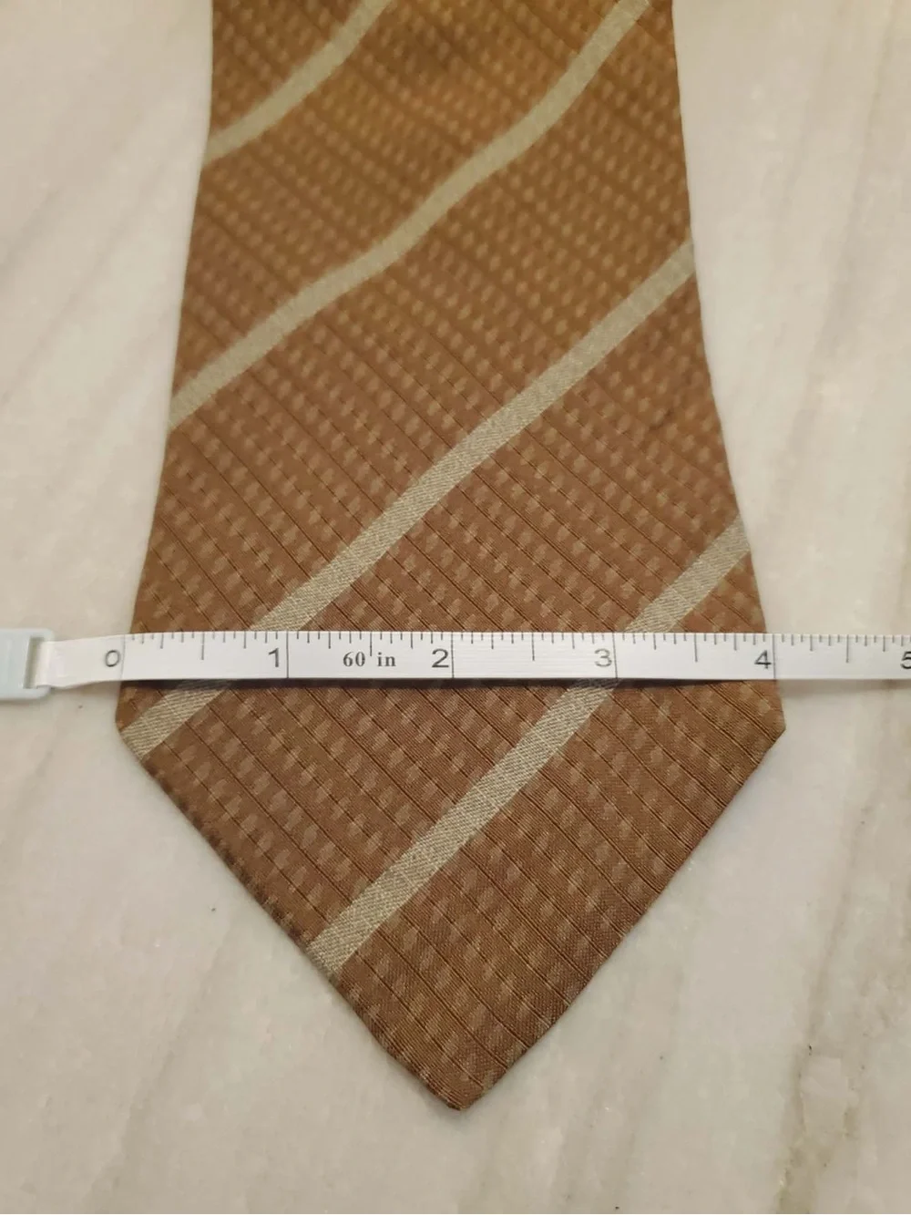 Giorgio Armani Silk Tie In Brown & Cream